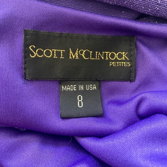 Vintage Scott McClintock Purple Glitter Evening Gown Dress Size 8P Formal Prom - Picture 2 of 6